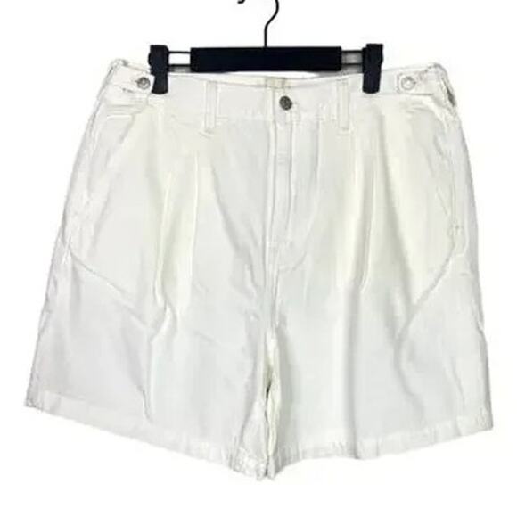 NWT Madewell High Rise 90s Pleated Cotton Jean Shorts Slash Pockets 31 White - Picture 15 of 15